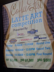 Coffee Fest Seattle 2012 posts the purse for the best Coffee Latte Art.